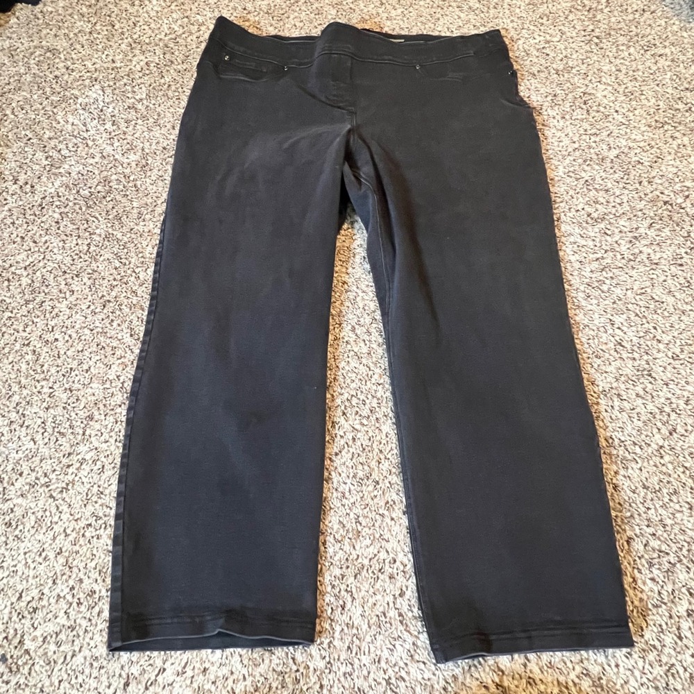 Slim Factor by Investments Plus Women 3X Short Black Slim Straight Pants Pull On